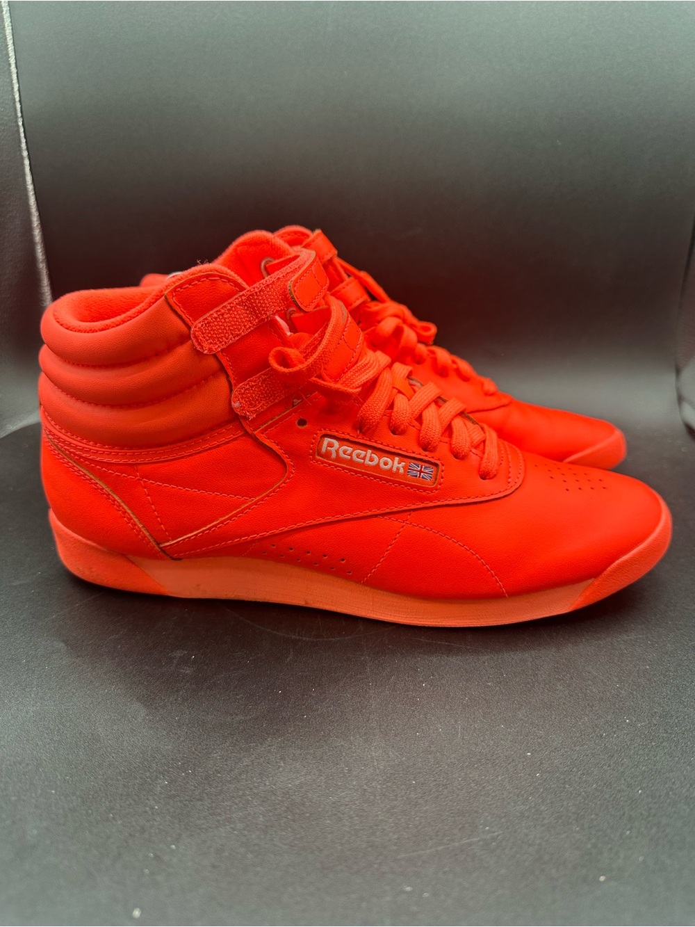 Womens Reebok Freestyle Hi Sneakers Size 9.5 GW7171 Orange Flare Retro